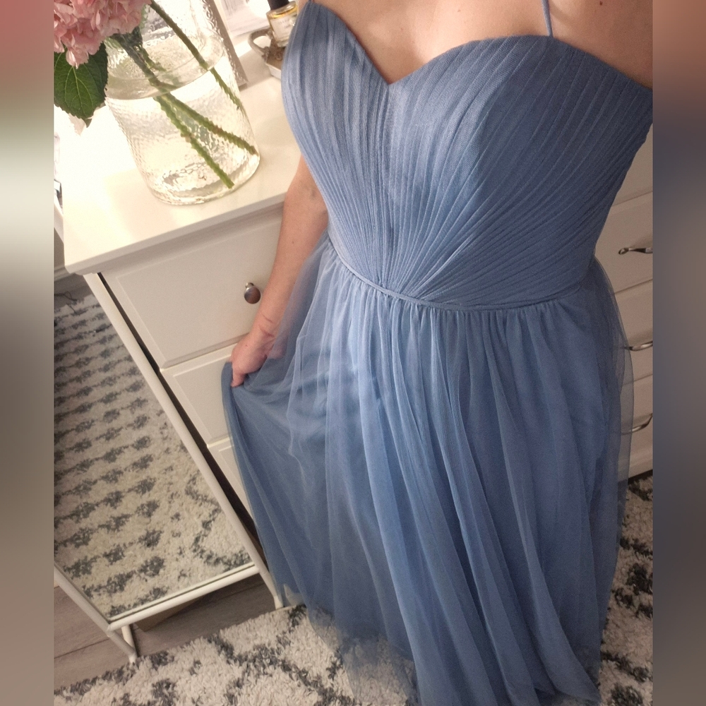 Mori Lee Blue Ruched Sweetheart Gown Size 10
